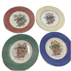 Set of 4 Wedgwood Sarah's Garden Salad Plates - One of Each Color 8 1/4”